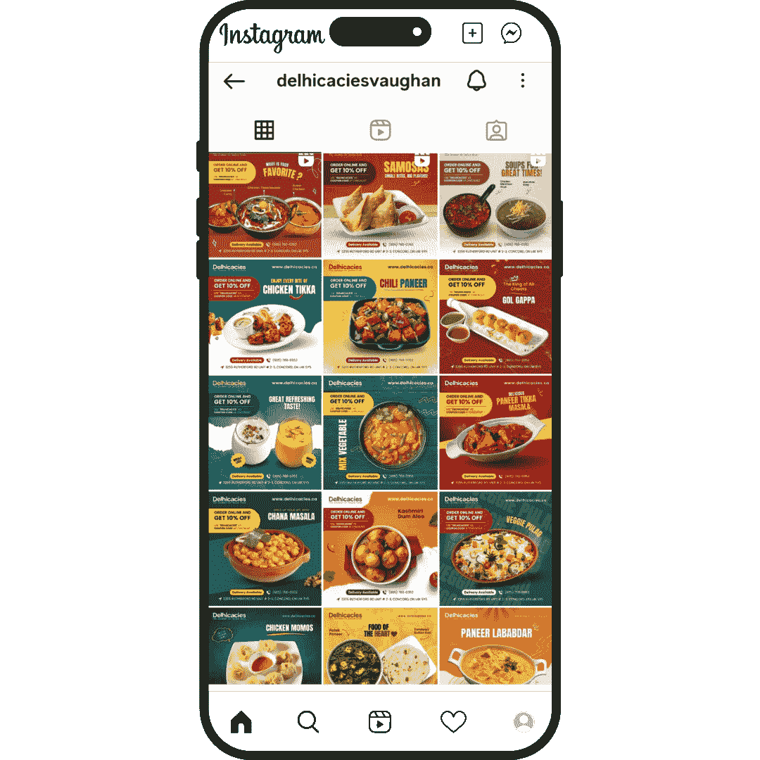 The Instagram feed of Delhicacies Vaughan restaurant which is located in Vaughan City Ontario, Canada